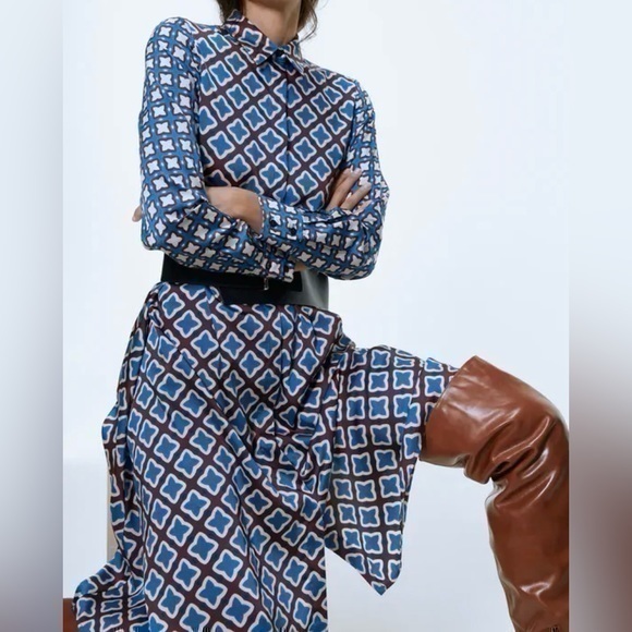 NWT Zara printed midi dress - Picture 1 of 16